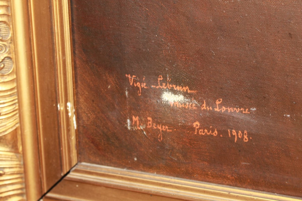 Olio su Tela raffigurante Giovane Dama con Cappello Firmato 1908-photo-4