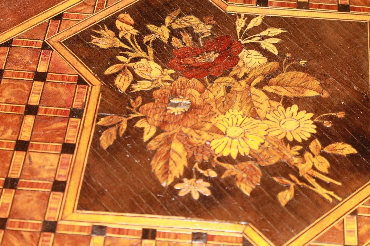 Tavolino Etagere a 3 piani stile Napoleone III in vari legni XIX secolo-photo-3