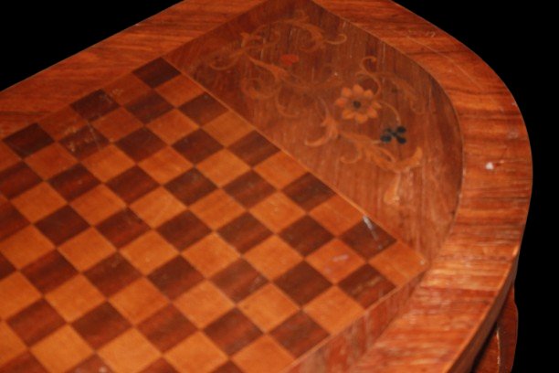 Tavolino da Gioco Stile Luigi XV Francia XIX secolo Intarsio Floreale-photo-2