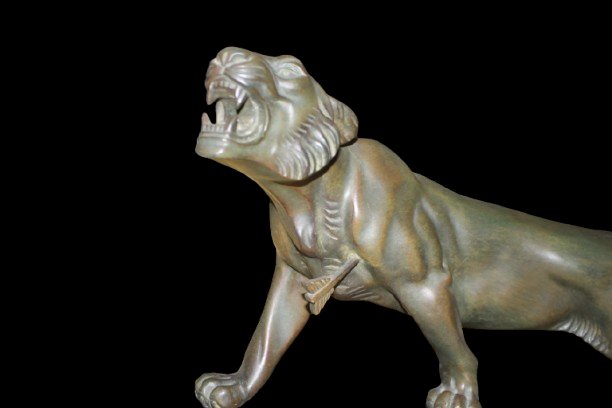 Scultura in bronzo Pantera Art Decò XX secolo-photo-2