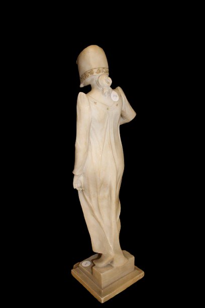 Scultura in Marmo Bianco Dama con Libro XIX secolo-photo-2