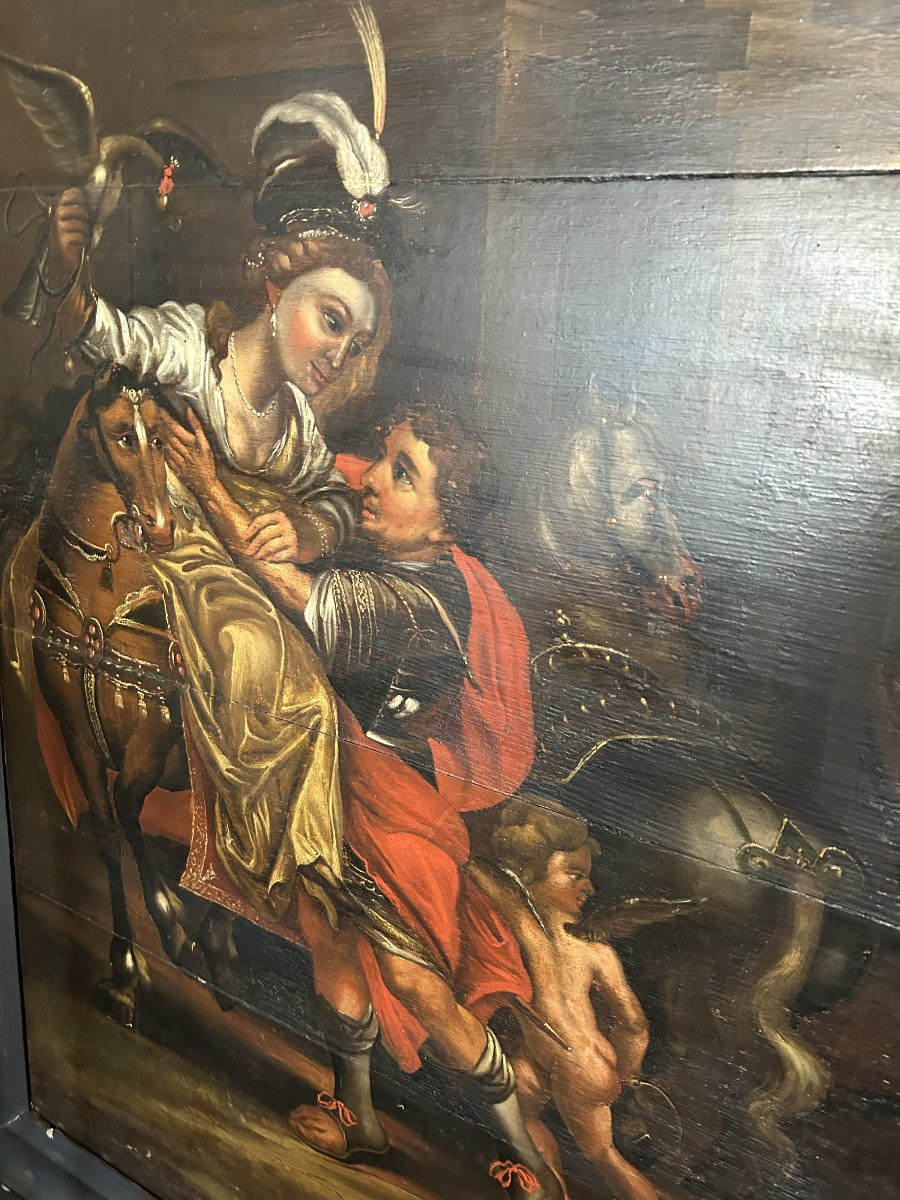 Olio su tavola Francese del 1600 Raffigurante Scena Mitologica-photo-3