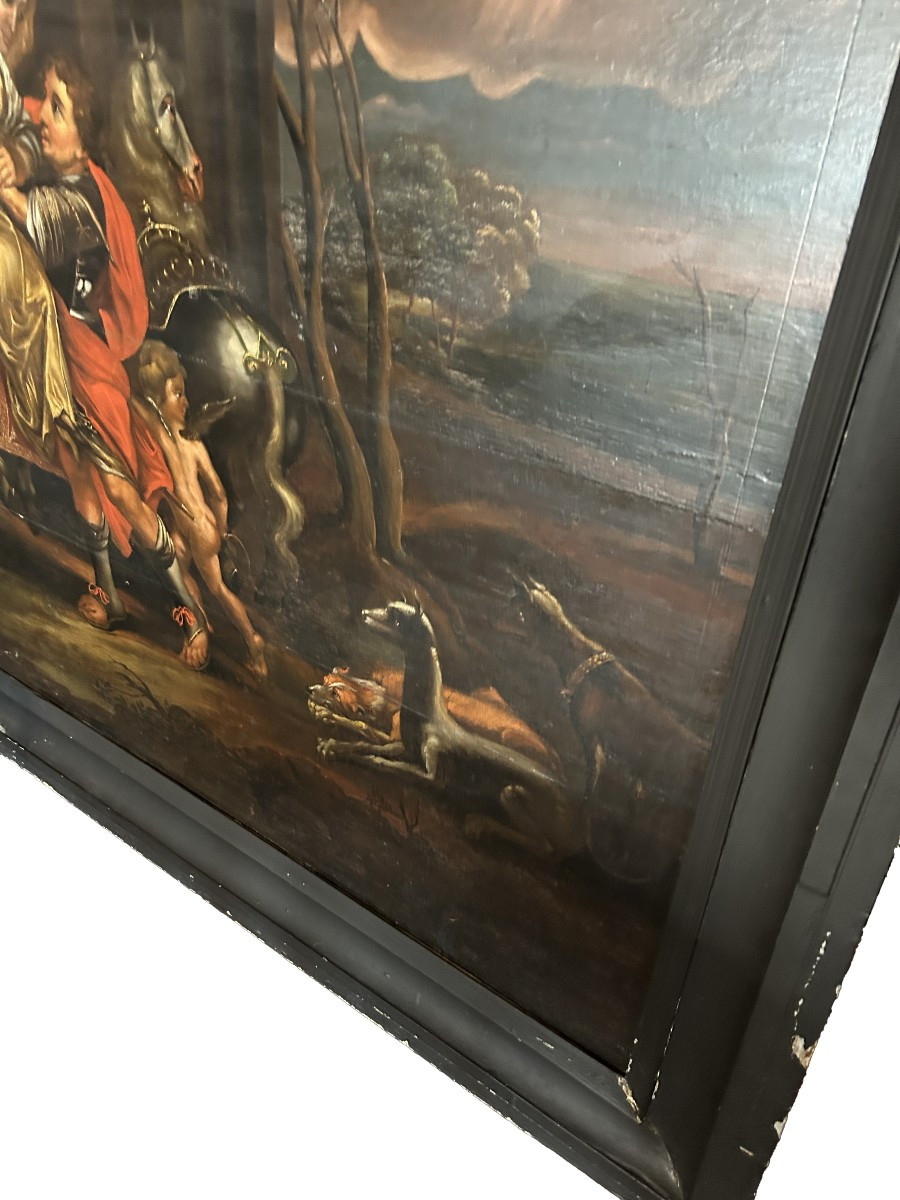 Olio su tavola Francese del 1600 Raffigurante Scena Mitologica-photo-1