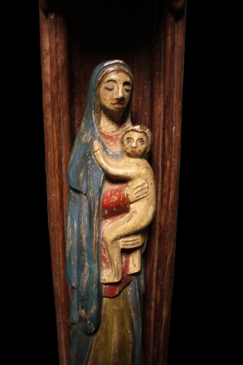 Scultura Madonna in legno del 1600 con Tabernacolo-photo-2
