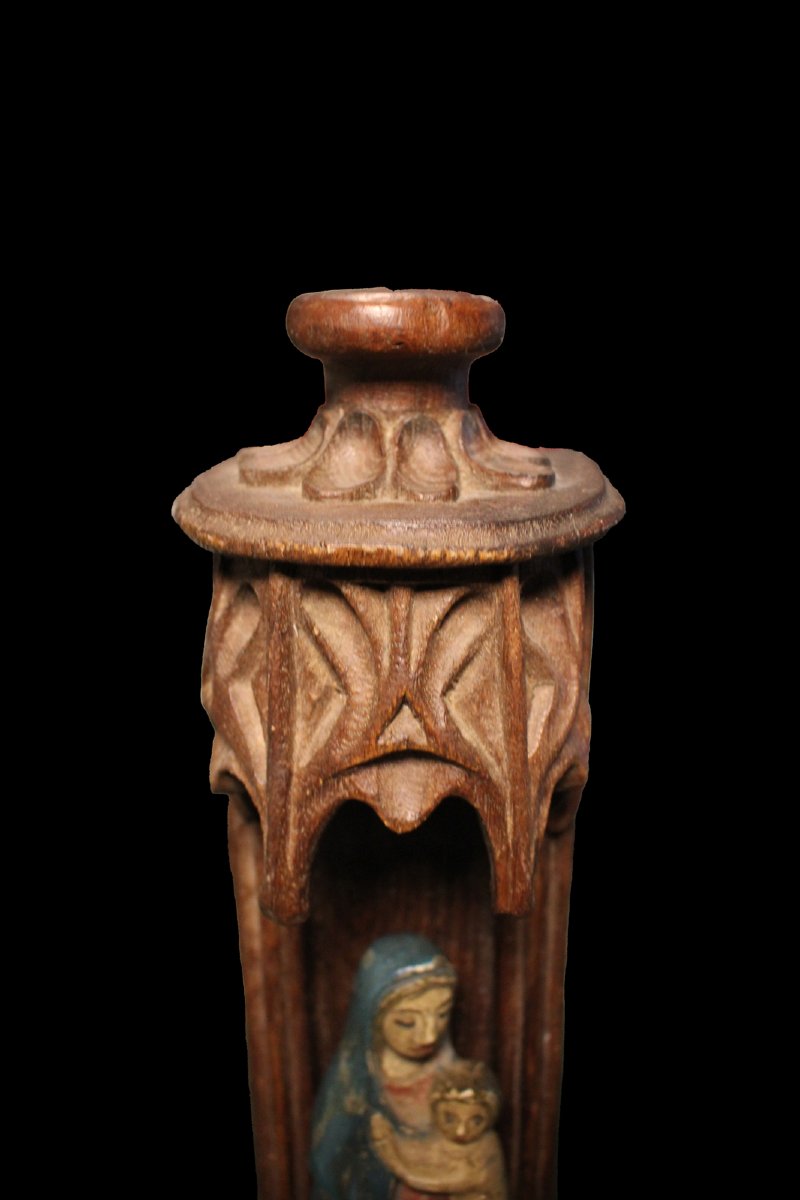 Scultura Madonna in legno del 1600 con Tabernacolo-photo-1