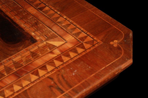 Tavolino Sorrentino Rettangolare con Intarsio Centrale raffigurante una biga-photo-3