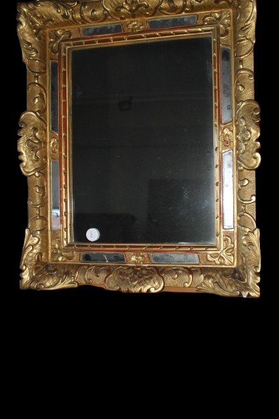 Bellissima Specchiera Francese Dorata di Media grandezza con cimasa e specchio-photo-3