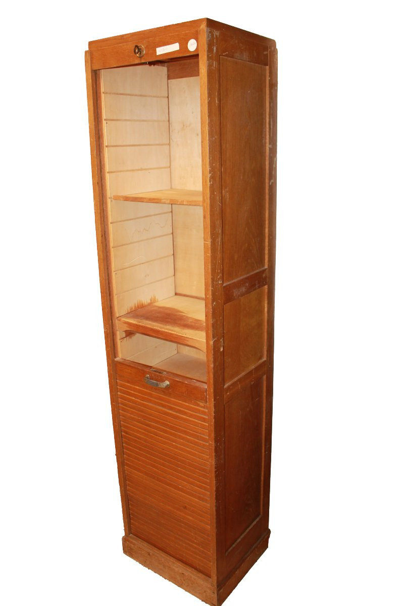 Mobiletto Porta Documenti a Serranda francese XX secolo-photo-3