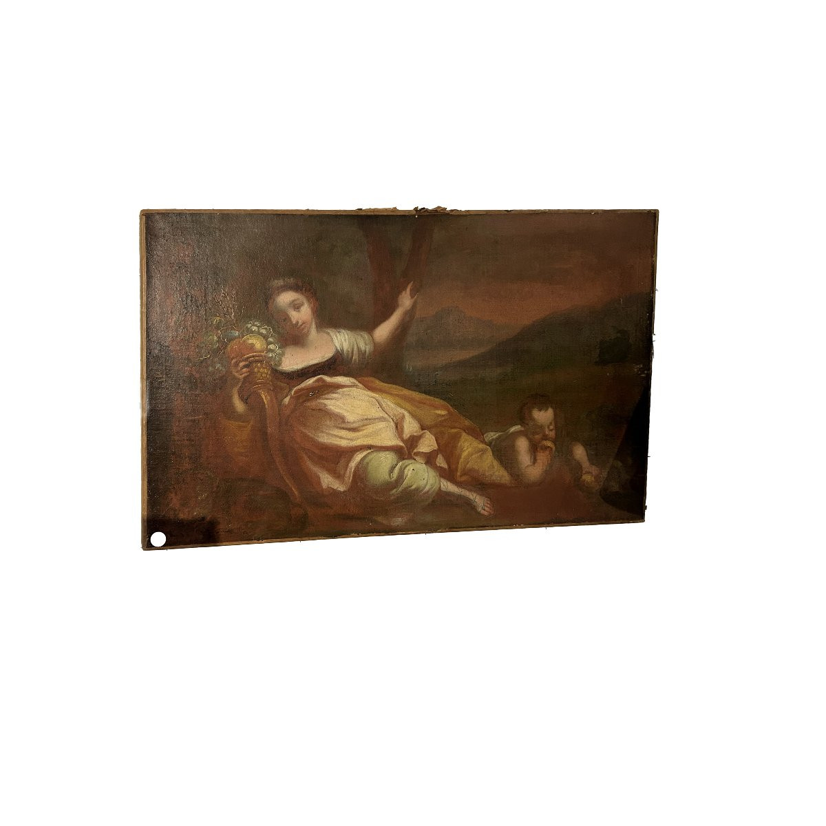 Coppia di Oli su tela Raffiguranti Allegorie XVIII secolo-photo-2