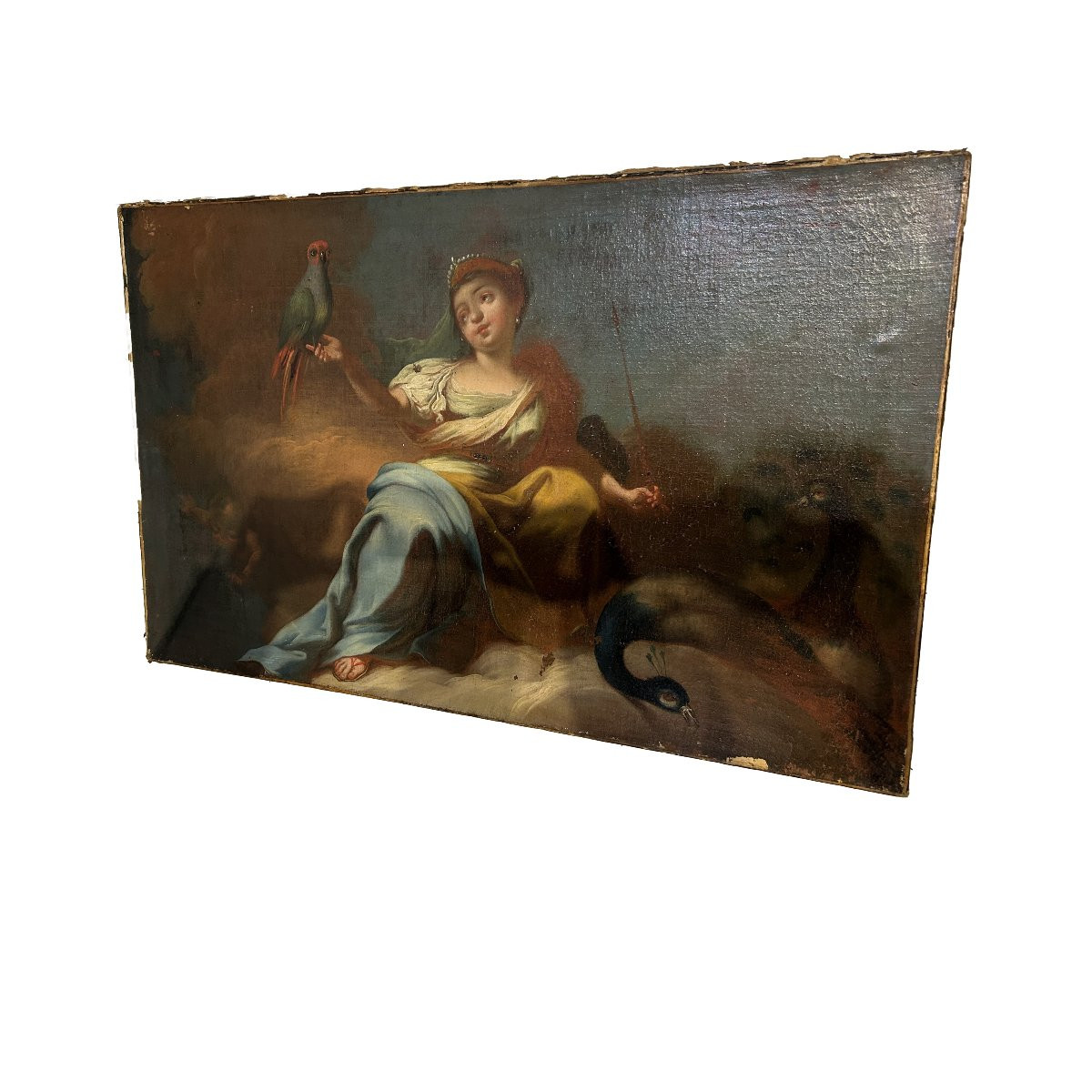 Coppia di Oli su tela Raffiguranti Allegorie XVIII secolo-photo-2