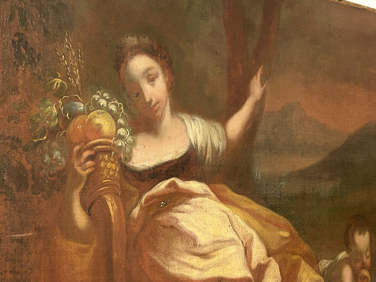 Coppia di Oli su tela Raffiguranti Allegorie XVIII secolo-photo-4