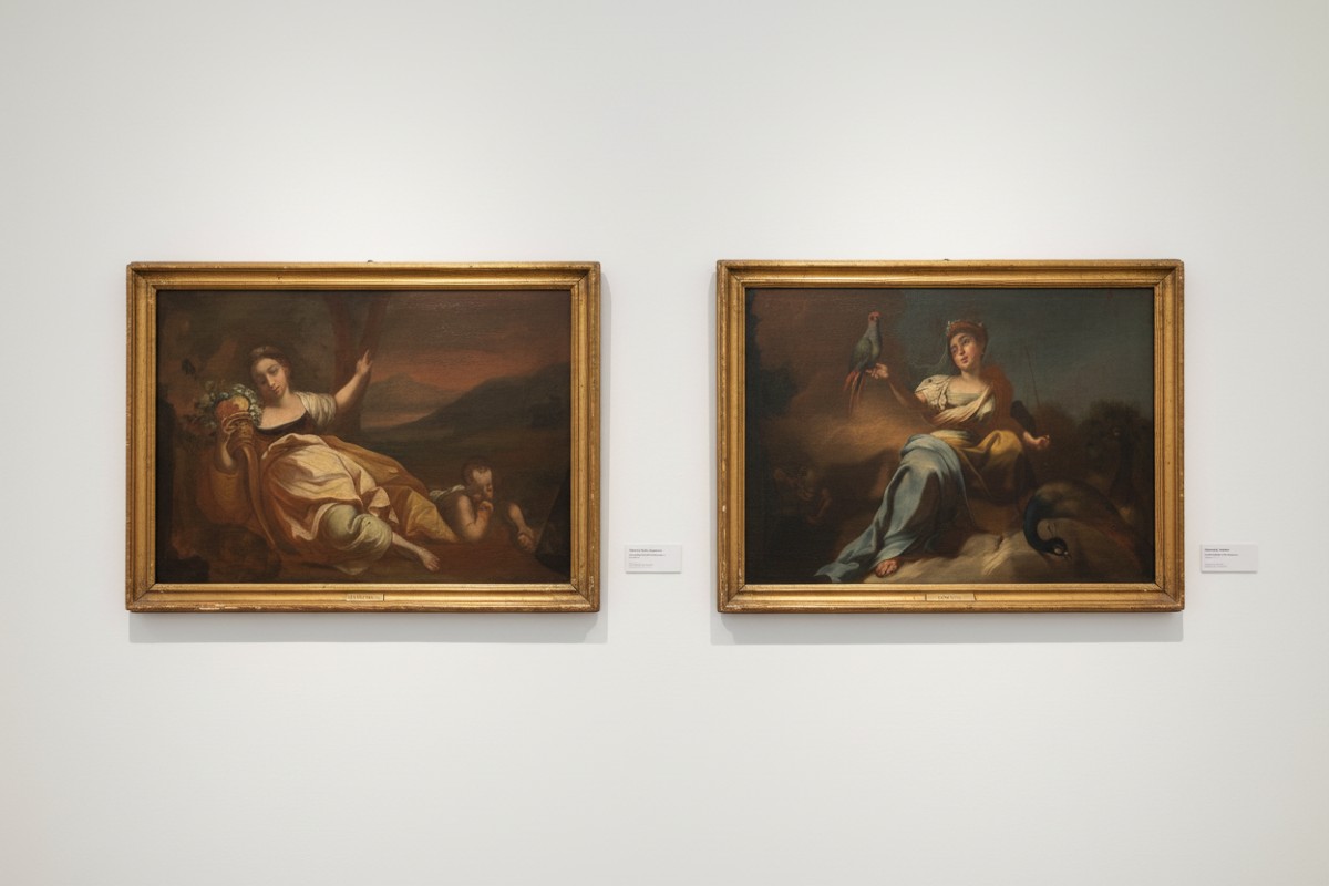 Coppia di Oli su tela Raffiguranti Allegorie XVIII secolo