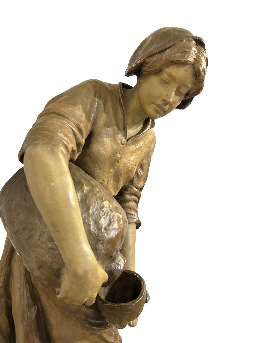 Bellissima Scultura Francese del 1800 Raffigurante Giovane Fanciulla-photo-3