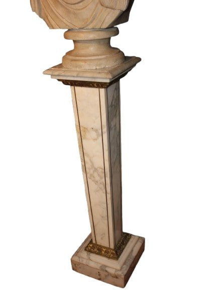 Coppia di Busti Romani del XX secolo Italiani in Marmo e Bronzo-photo-4