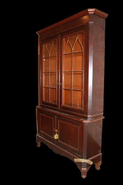 Libreria Bookcase Inglese di fine 1800 in Legno di Mogano-photo-1