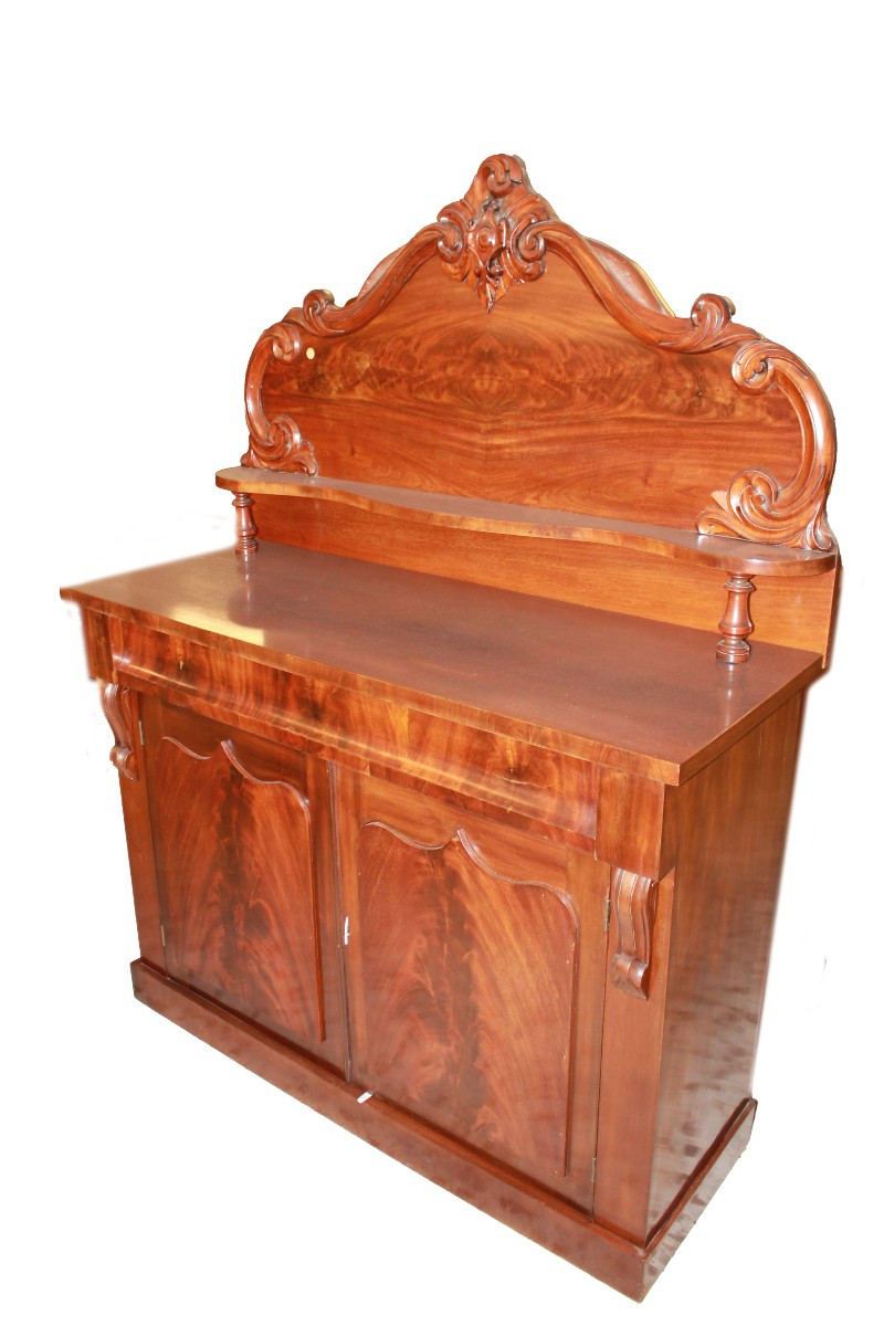 Credenza con Alzata intagliata Stile Biedermeier in Mogano XIX secolo-photo-1