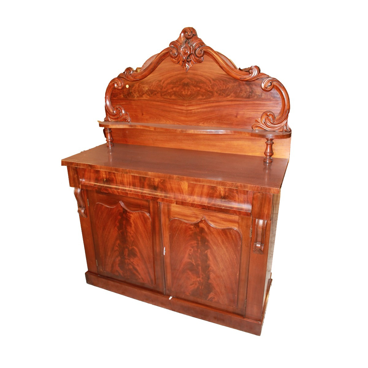 Credenza con Alzata intagliata Stile Biedermeier in Mogano XIX secolo
