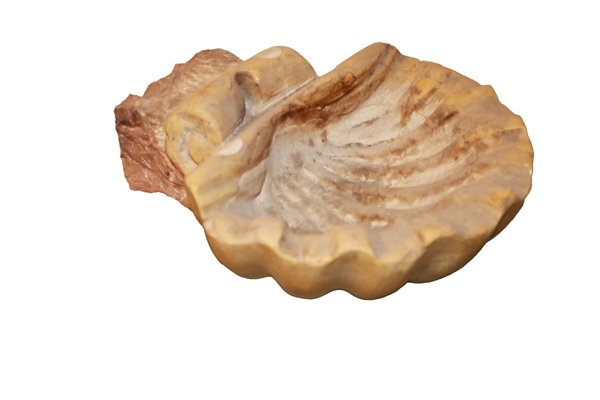 Acquasantiera del 1800 in marmo chiaro-photo-2