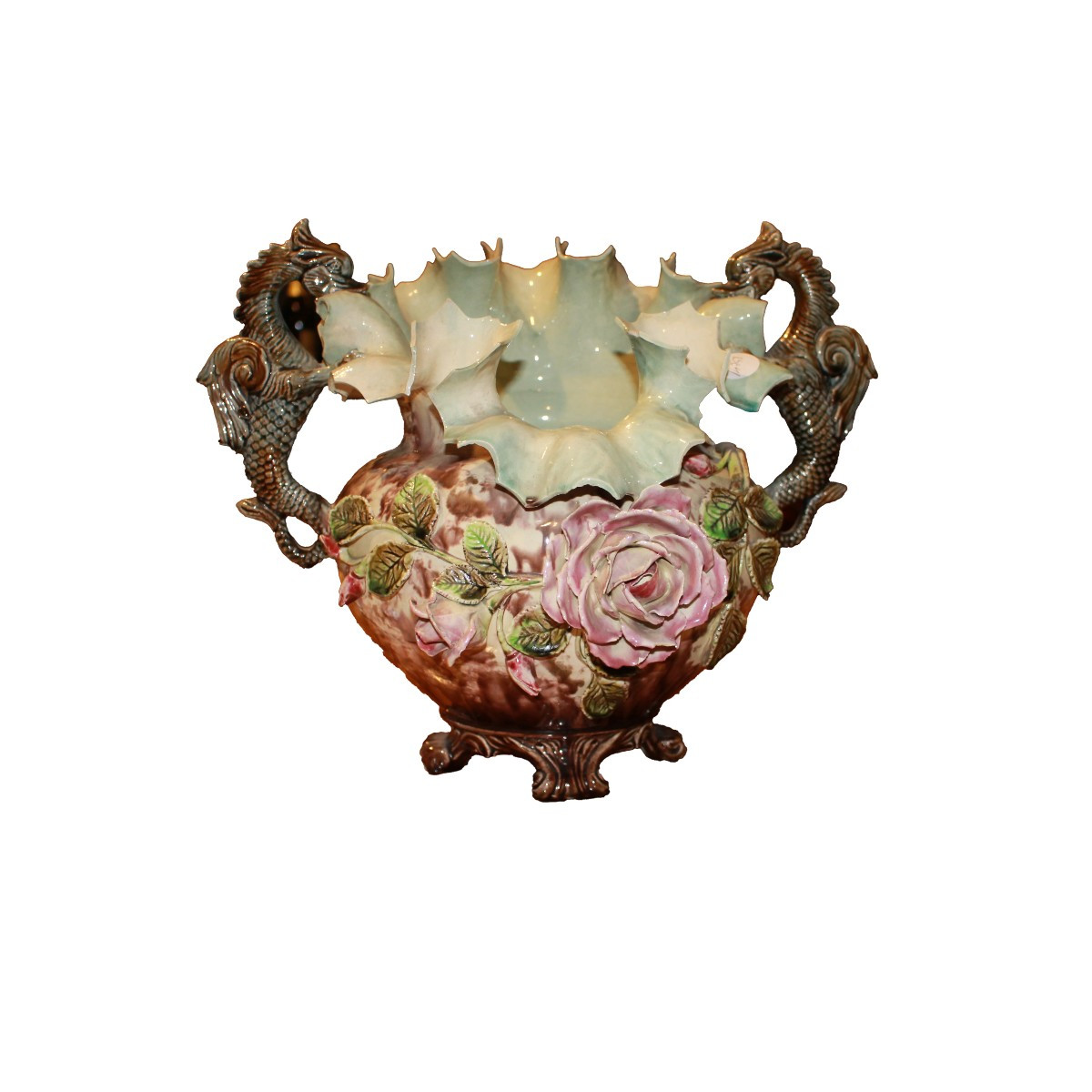 Elegante centrotavola in ceramica policroma