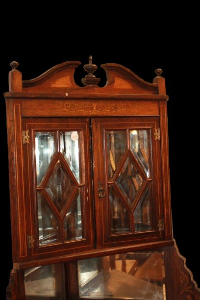 Angoliera Vittoriana in Legno di Palissandro Intarsiata XIX secolo-photo-2