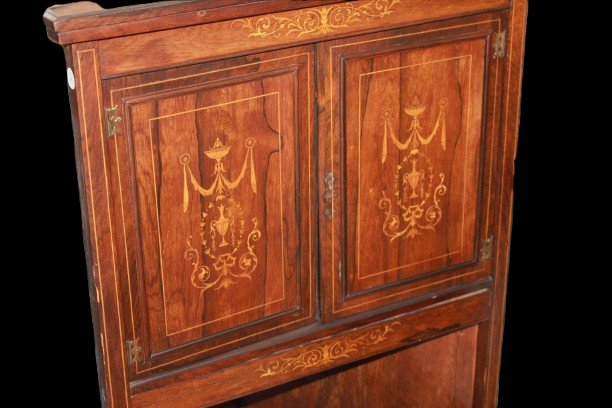 Angoliera Vittoriana in Legno di Palissandro Intarsiata XIX secolo-photo-4