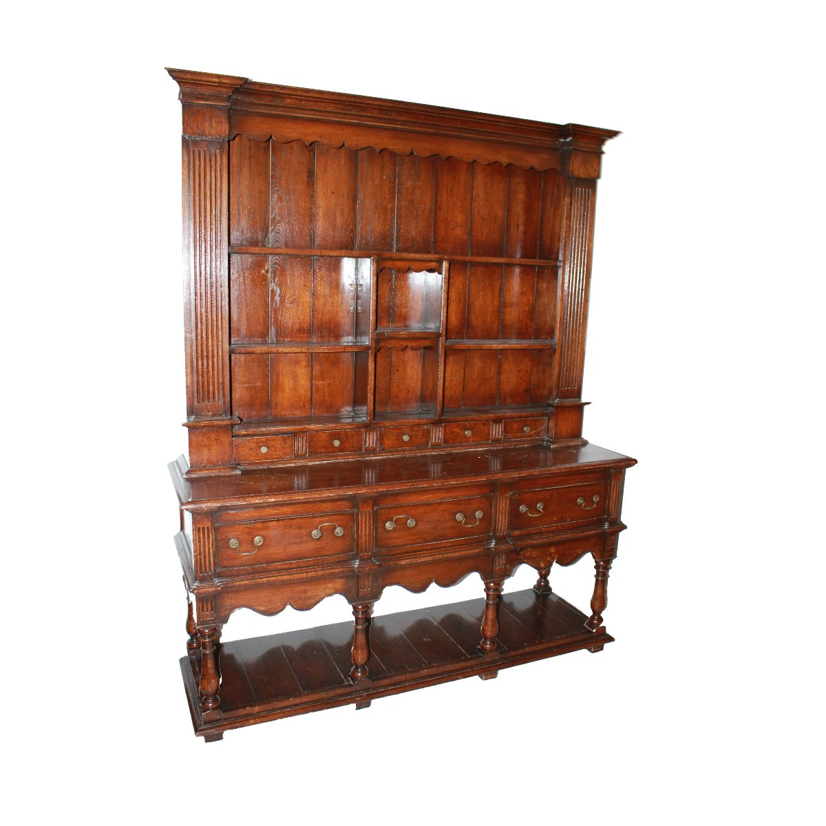 Grande Credenza Piattaia inglese di inizio 1800 in Rovere Scuro