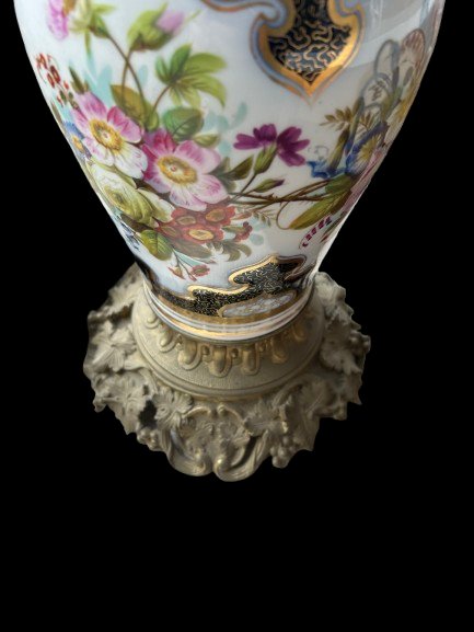 Coppia di Lampade Francesi del 1800 in Porcellana decorata-photo-4