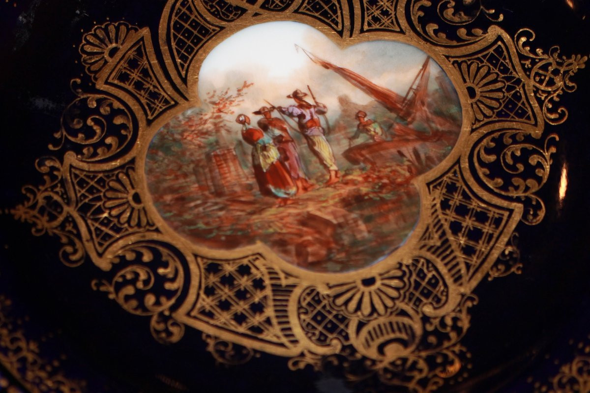 Coppia di piatti traforati francesi – Dresda metà ’800, scene galanti con ritratti-photo-2