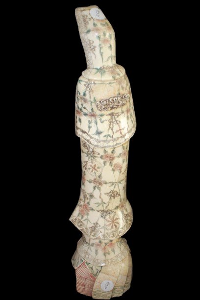 Coppia di Sculture Asiatiche in Mammut Guanyin e Guan Yu-photo-2