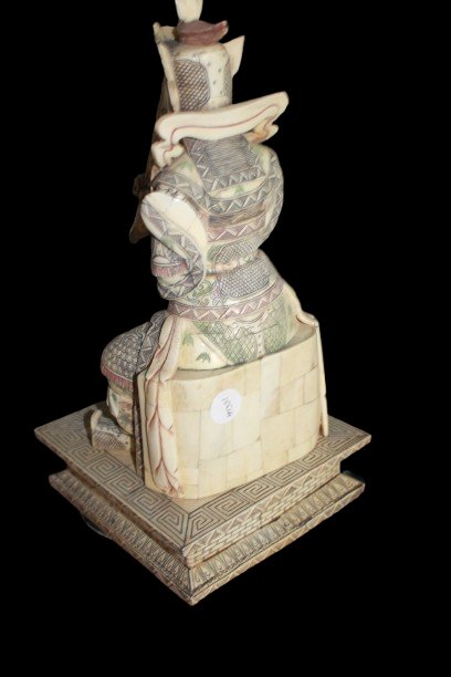 Coppia di Sculture Asiatiche in Mammut Guanyin e Guan Yu-photo-7