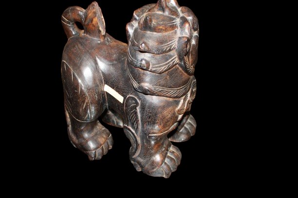 Leone Guardiano Cinese Leone di Fo (o cane di Fo) in Legno XX secolo-photo-4