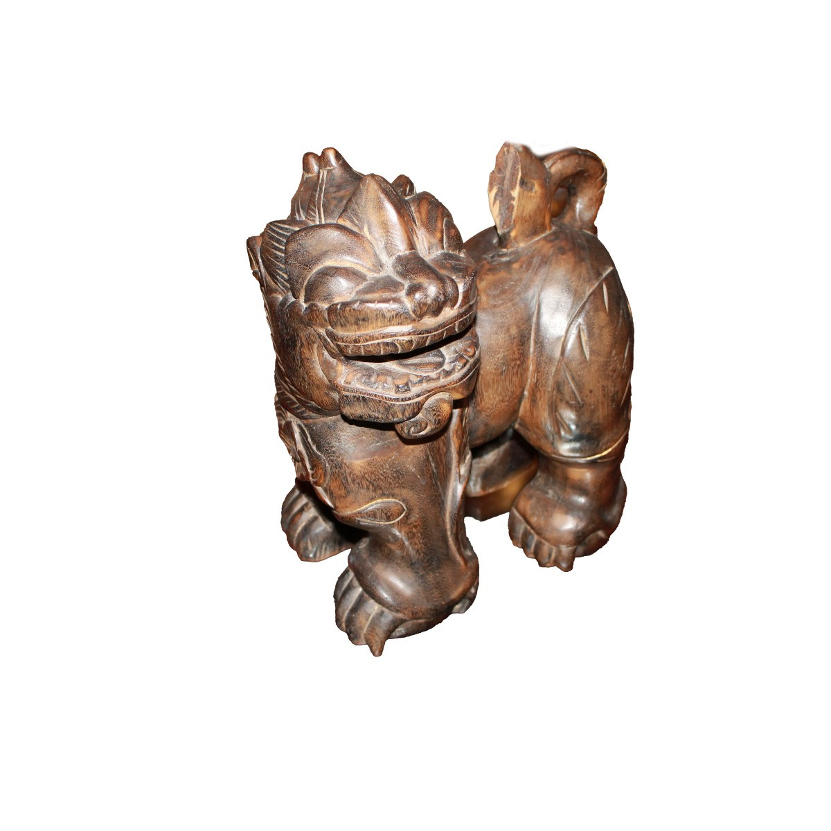 Leone Guardiano Cinese Leone di Fo (o cane di Fo) in Legno XX secolo