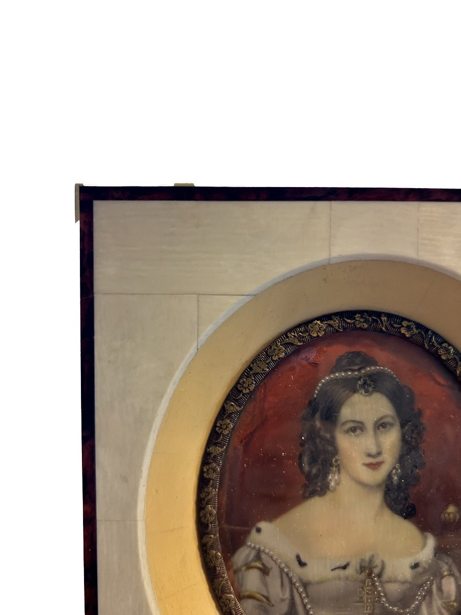 Dipinto su Miniatura raffigurante Dama XIX secolo-photo-3