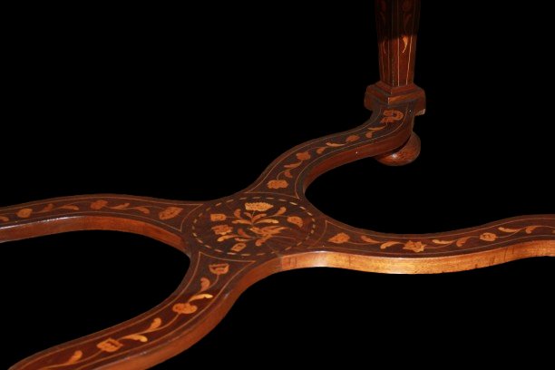 Tavolo Olandese del 1700 In Palissandro riccamente Intarsiato-photo-1