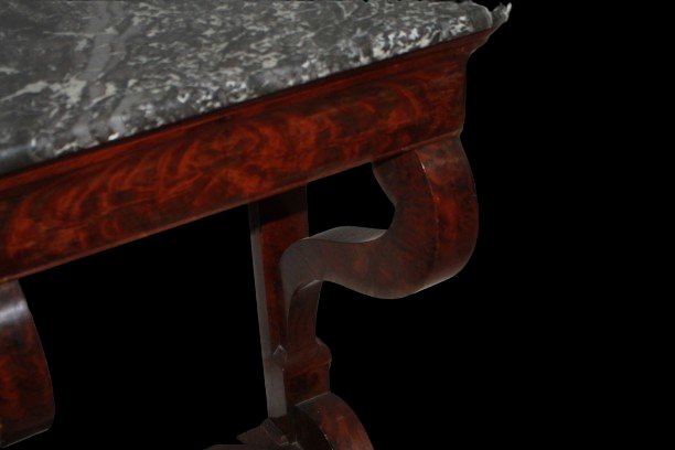 Piccola Consolle Impero con Piano in Marmo e Cassetto XIX secolo-photo-3