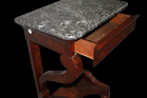 Piccola Consolle Impero con Piano in Marmo e Cassetto XIX secolo-photo-2