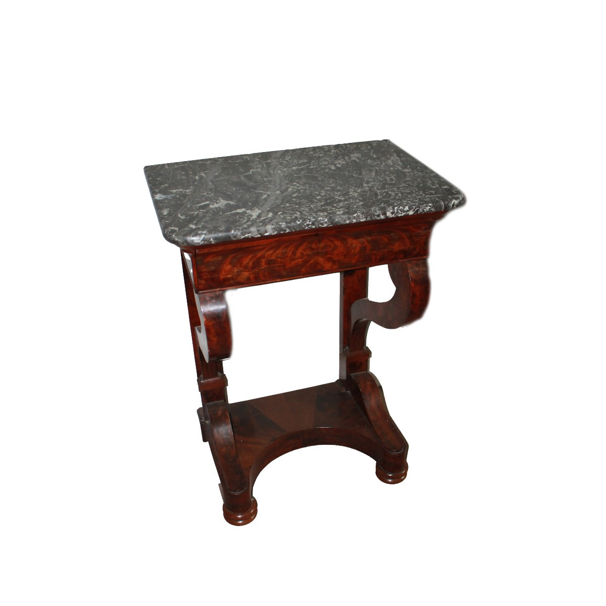 Piccola Consolle Impero con Piano in Marmo e Cassetto XIX secolo