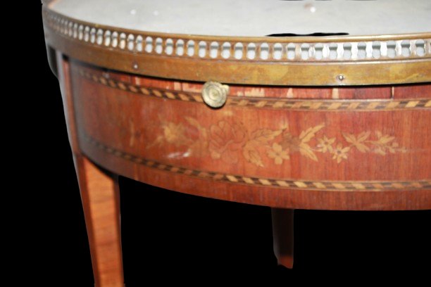 Tavolino Gueridon Francese circolare con Marmo-photo-3