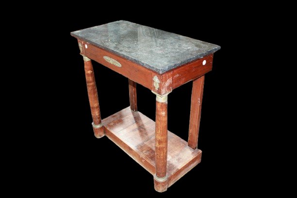 Consolle Francese Stile Impero in Mogano con Marmo e Bronzi-photo-4
