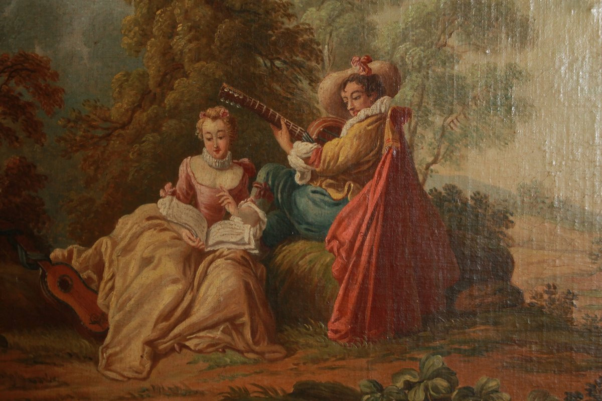 Caminiera Francese del 1800 con Dipinto Scena Galante-photo-3