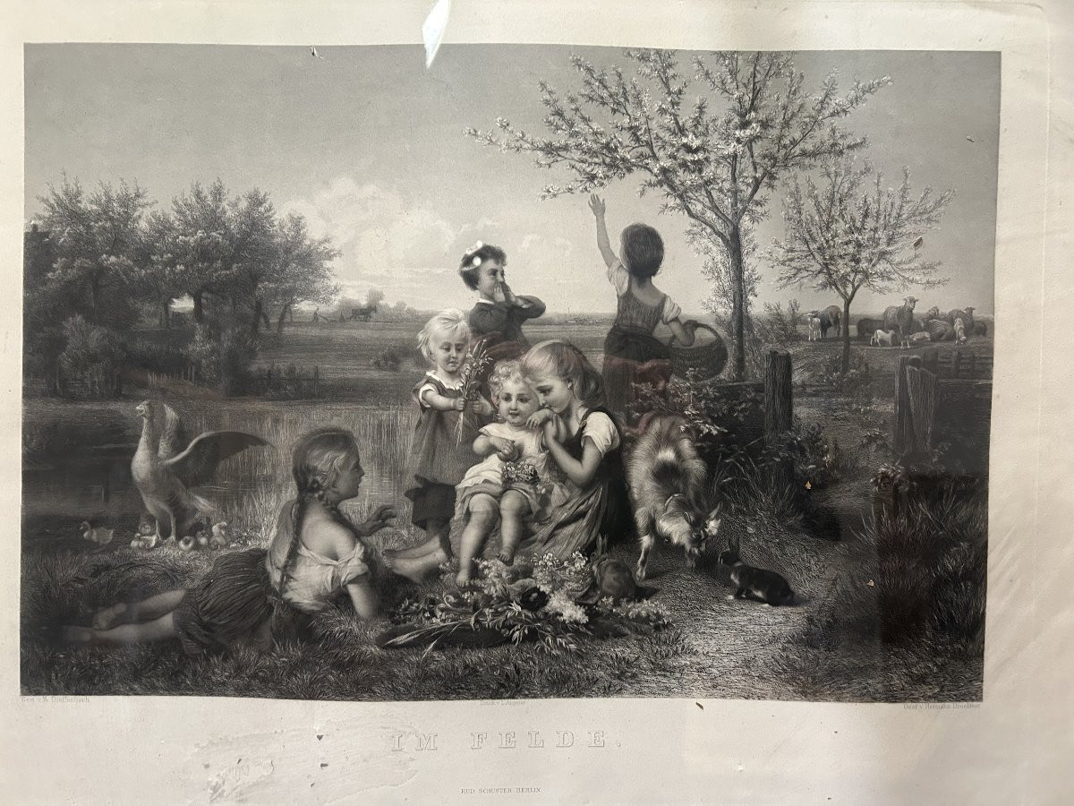 Stampa Tedesca Raffigurante Personaggi di Gusto Romantico.-photo-2