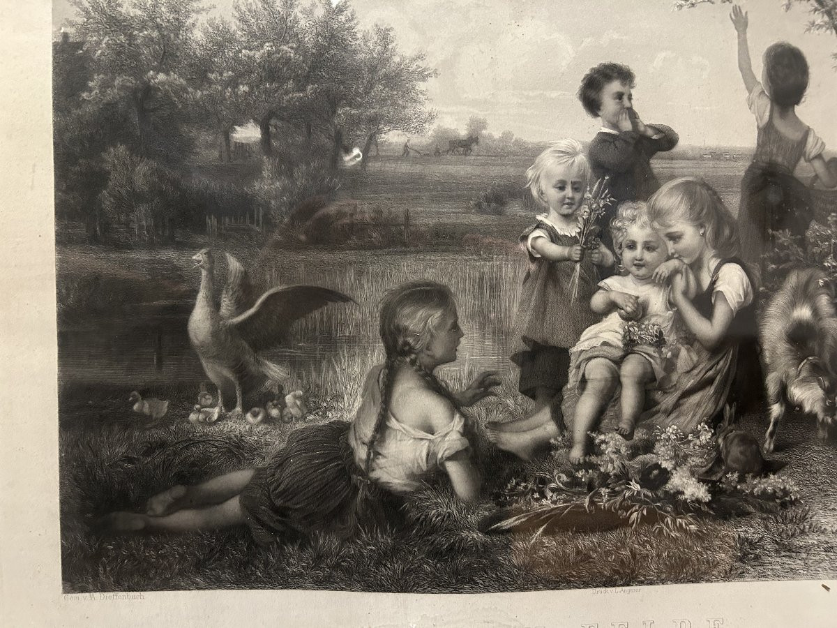 Stampa Tedesca Raffigurante Personaggi di Gusto Romantico.-photo-4