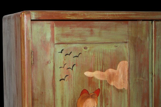 Armadietto Tirolese in legno dipinto XIX secolo-photo-4