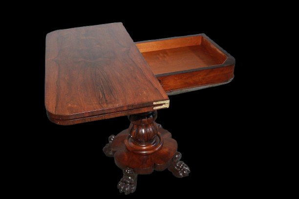Tavolino da Gioco Inglese stile Regency XIX secolo In Palissandro-photo-2