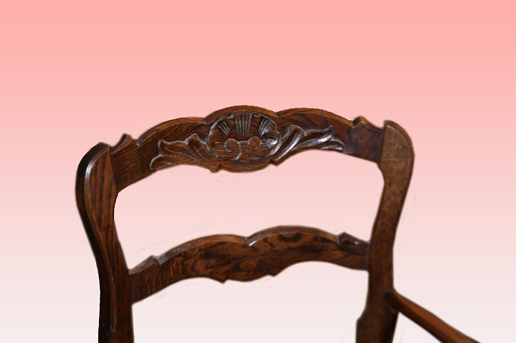 Coppia di poltrone provenzali di fine 1800 in legno di rovere con intagli-photo-2