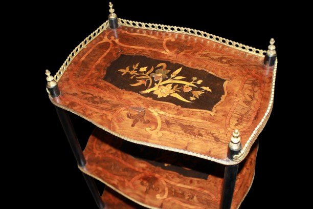 Etagere francese stile Napoleone III riccamente intarsiata-photo-2
