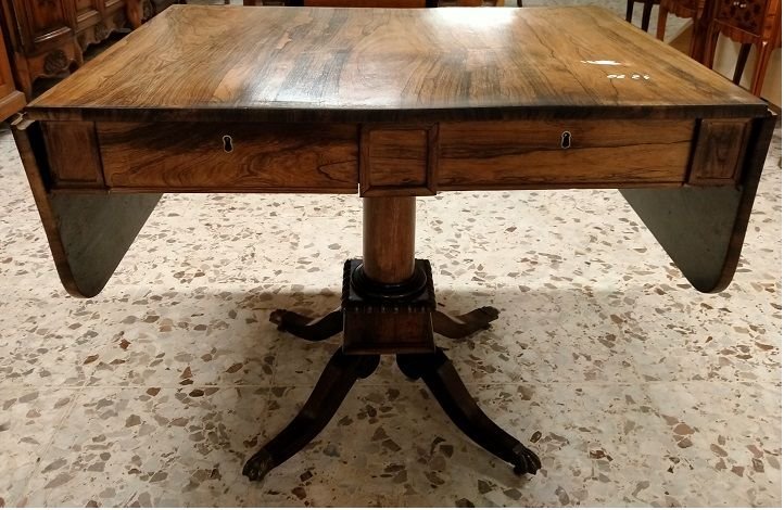 Tavolino stile Regency in palissandro con alette-photo-2