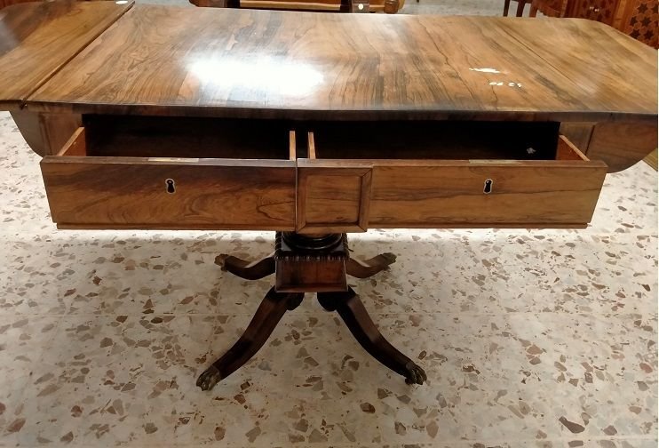 Tavolino stile Regency in palissandro con alette-photo-3