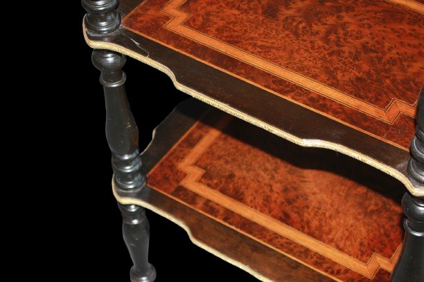 Etagere Tavolino con Ripiani e Cassetto Stile Napoleone III del 1800-photo-4