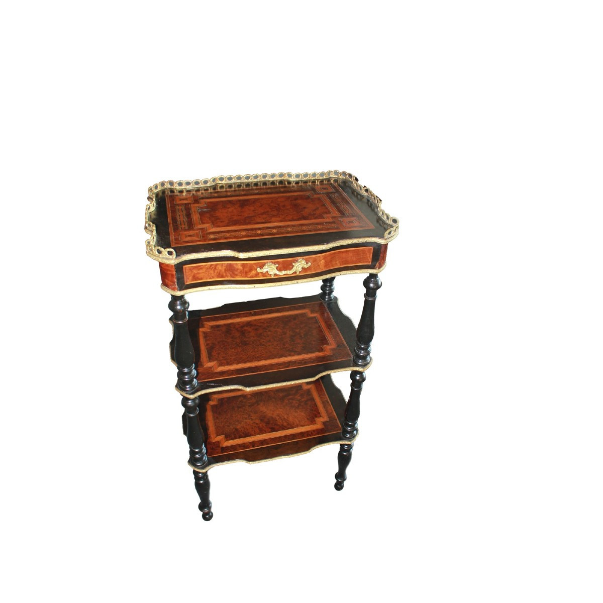 Etagere Tavolino con Ripiani e Cassetto Stile Napoleone III del 1800